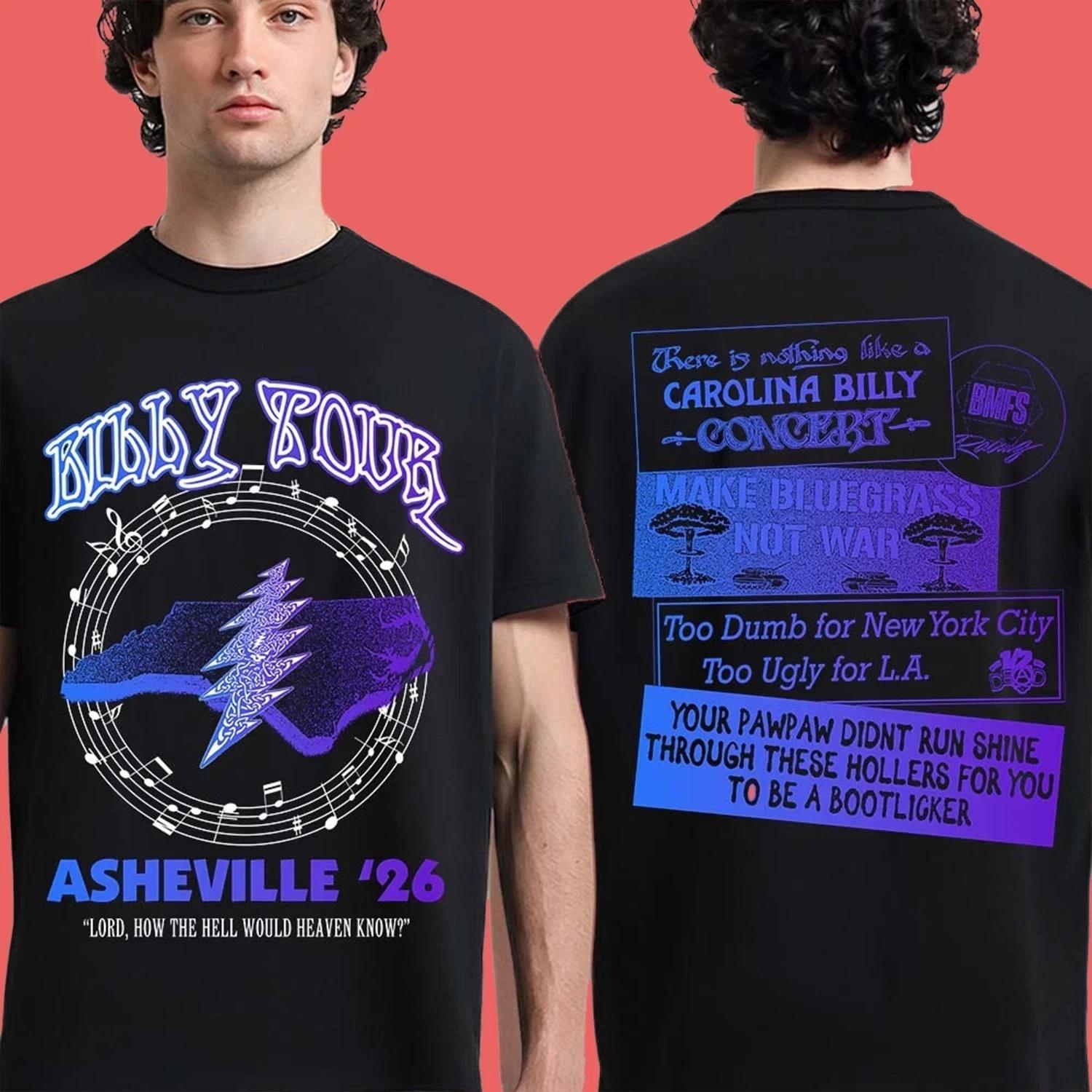 

Billy Strings 2026 Asheville North Carolina Tour T-shirt Daily Outdoor Retro Men s and Women s Tshirt Fan Printed Casual T-shirt S