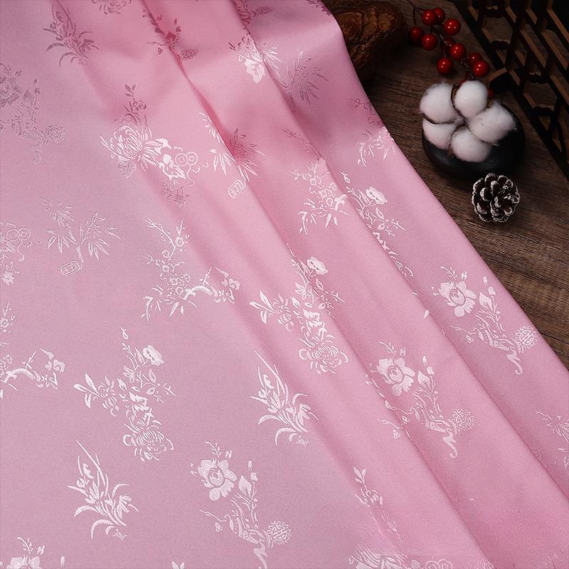 100x120cm Plum Orchid Bamboo Chrysanthemum Silk Jacquard Cloth Cheongsam Horse Skirt Ancient Style Embroidery Clothing Fabric 100x120cm