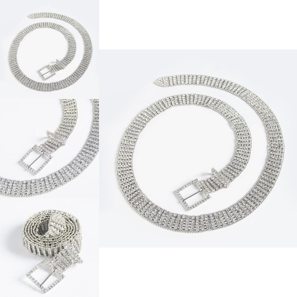 Luxury Silver Water Drilled Waist Chain For Women Chic Fashion Accessory