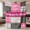 2026 Latest Flannel Blanket 1pc Retirement Gift Blanket for Women 2025 Retirement Quotes & Motivational Messages, Soft Flannel Throw with Checkered Bo