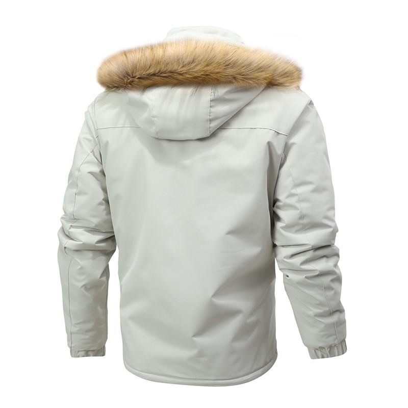 Spring and Autumn Leisure Plush Waterproof Medium To Long Men's Hooded Windbreaker Coat