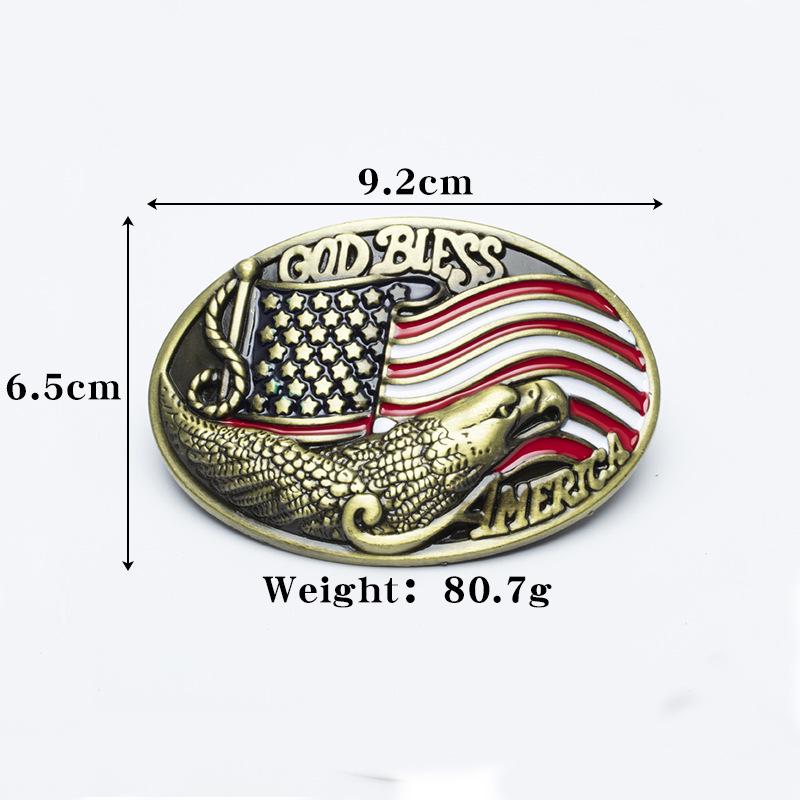 Fibbia Aquila in Bronzo Cintura in Pelle con Bandiera Americana - Accessorio di Moda da Uomo