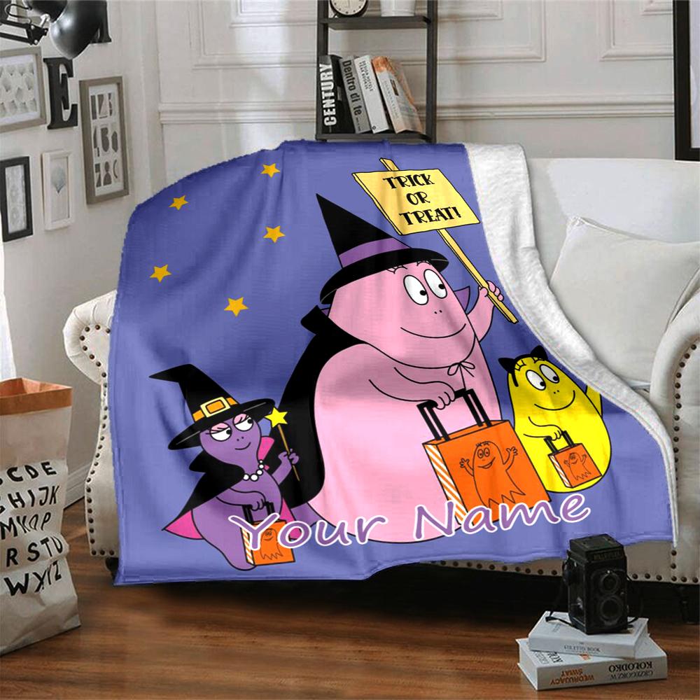 Custom 1pc Barbapapa Anniversary Celebration Blanket, Soft And Comfortable Blanket, Casual Warm, Camping Travel Blanket, Birthday Gift Q9125
