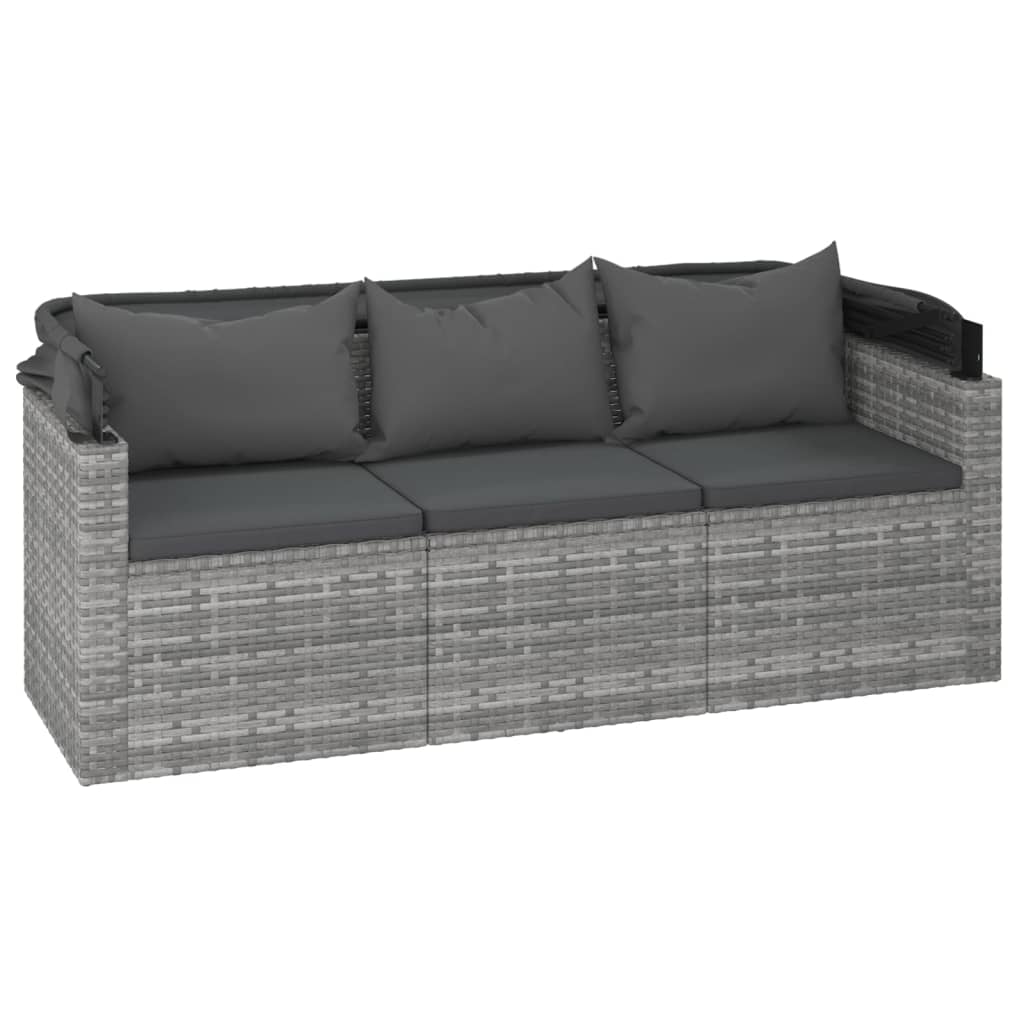 Vidaxl 4-Cz. Garten-Sitzgruppe, Kissen, Grau, Rattan PE