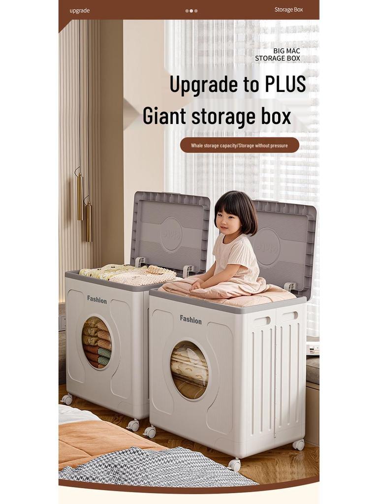 Large Capacity Foldable Clothing Storage Box with Wheels and Flip-Top
