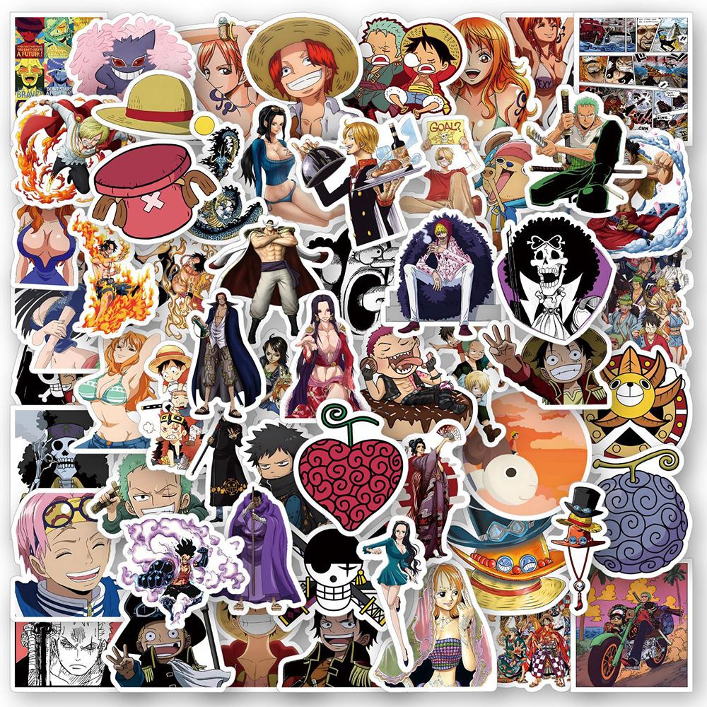 50/100pcs ONE PIECE Anime Stickers Cool Cartoon Decals Kid Toy DIY Stationery Suitcase Car Bike Waterproof Classic Manga Sticker