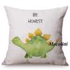 Cute Dinosaur Nordic Watercolor Cartoon Painting Kid'S Nursery Art Sofa Decoration Throw Pillow Case Cotton Linen Cushion Cover