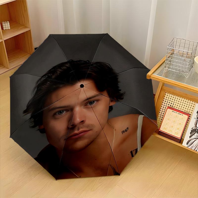 Harry Styles Print 8?Ribs Automatic Umbrella Wind Resistant Lightweight Folding Umbrella For Outdoor Travel