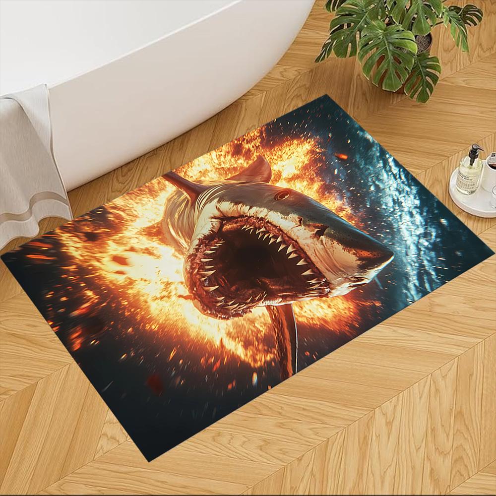 Sharks In Deep Blue Ocean Non-Slip Home Carpet Design for Office Decor Living Room Bedroom Gift