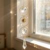 Golden Sun Face Crystal Wind Chime Rainbow Pendant