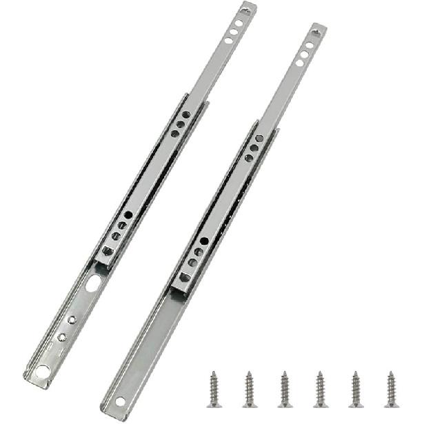 Metal 12 Inch Drawer Slides, Ball Bearing Two Way Slide Track Rail 0.7 Inch Wide 1 Pair
