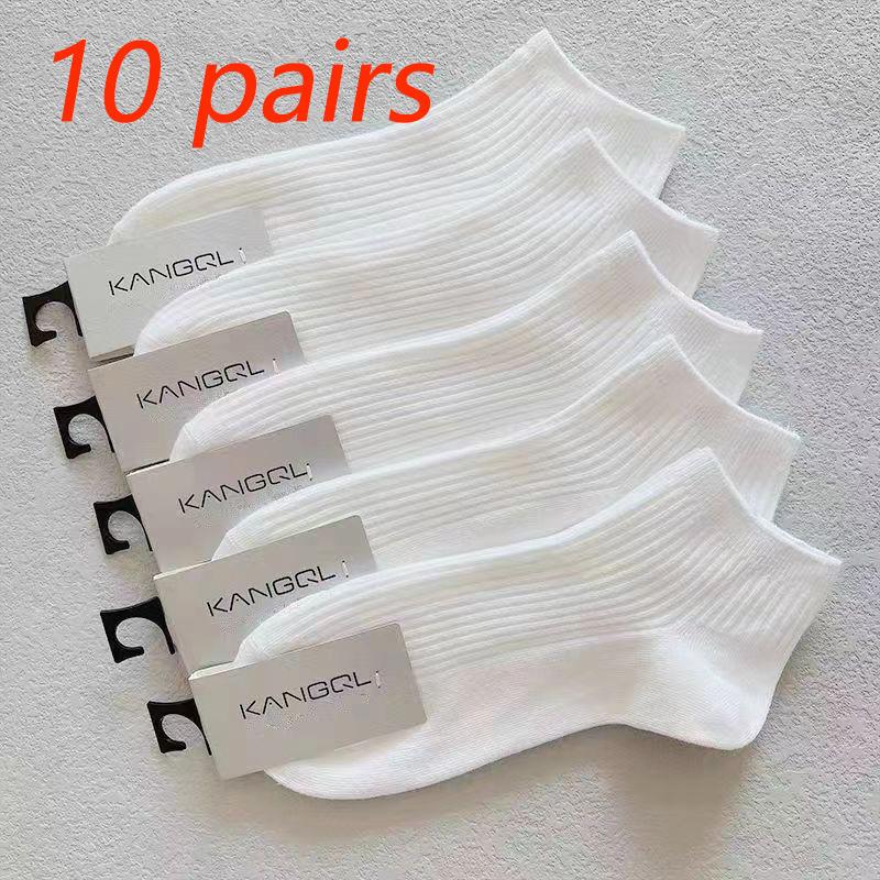 

10 пар летних носков, однотонные носки унисекс, белые, черные короткие носки, дышащие спортивные носки для женщин и мужчин