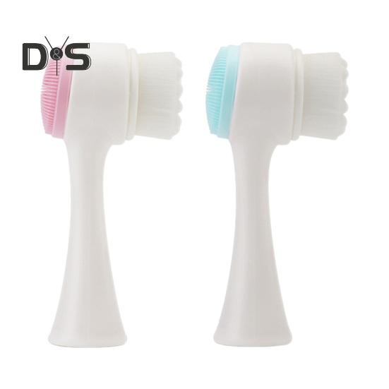 2-In-1 Face Cleansing Brush Double-sided Silicone Soft Bristles Makeup Removal Exfoliating Deep Pore Cleaning Manual Face Wash Scrubber Facial