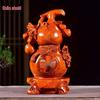 Ebony Wood Carved Gourd Ornament - Solid Red Wood Yuqin Decoration for Living Room Tabletop