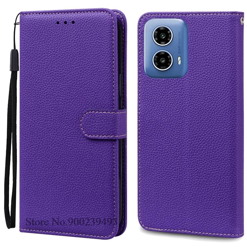 

Для Moto G24 чехол кожаный кошелек раскладной телефон чехол для Motorola G24 чехол книжка чехол для G24 чехол мотоцикл чехол Fundas Shell For Moto G24 темно-фиолетового