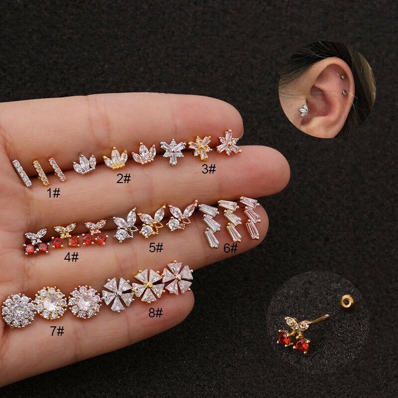 BiBeary Orecchini A Bottone Fiocco Di Neve – Argento Sterling 925 E Zirconia, Per Natale