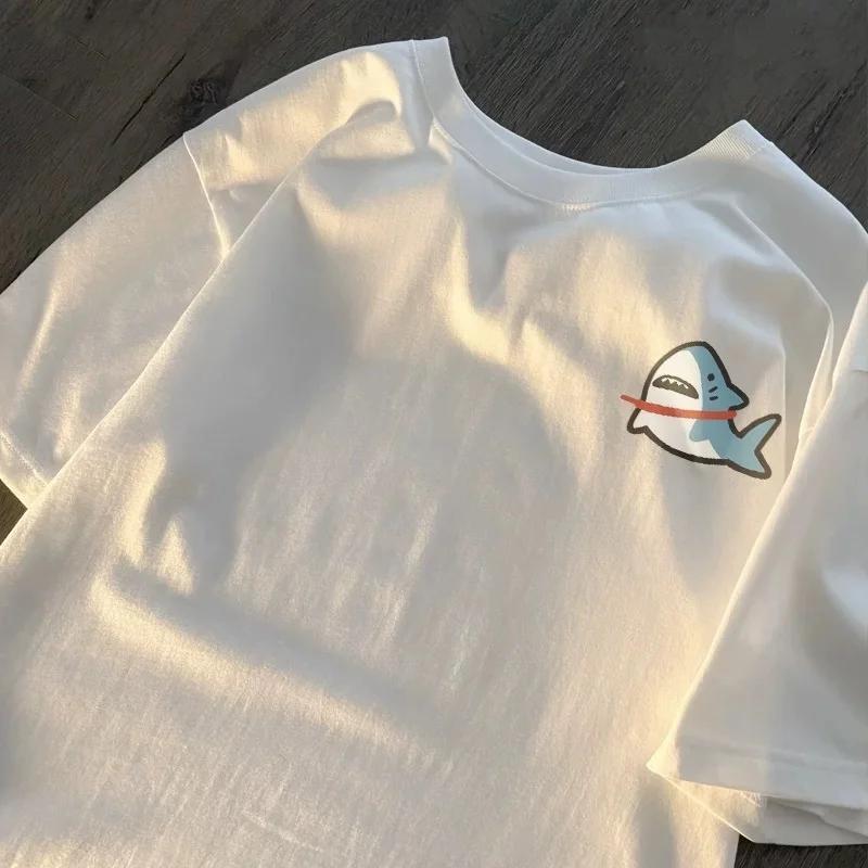 Cat Dog and Mobile Phone Print Women Round Neck Short Sleeve Soft Comfortable Streetwear Summer Fashion Women Clothes