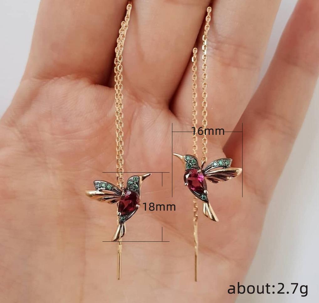 Cute Bird Lady Earrings, Copper Zircon Earrings