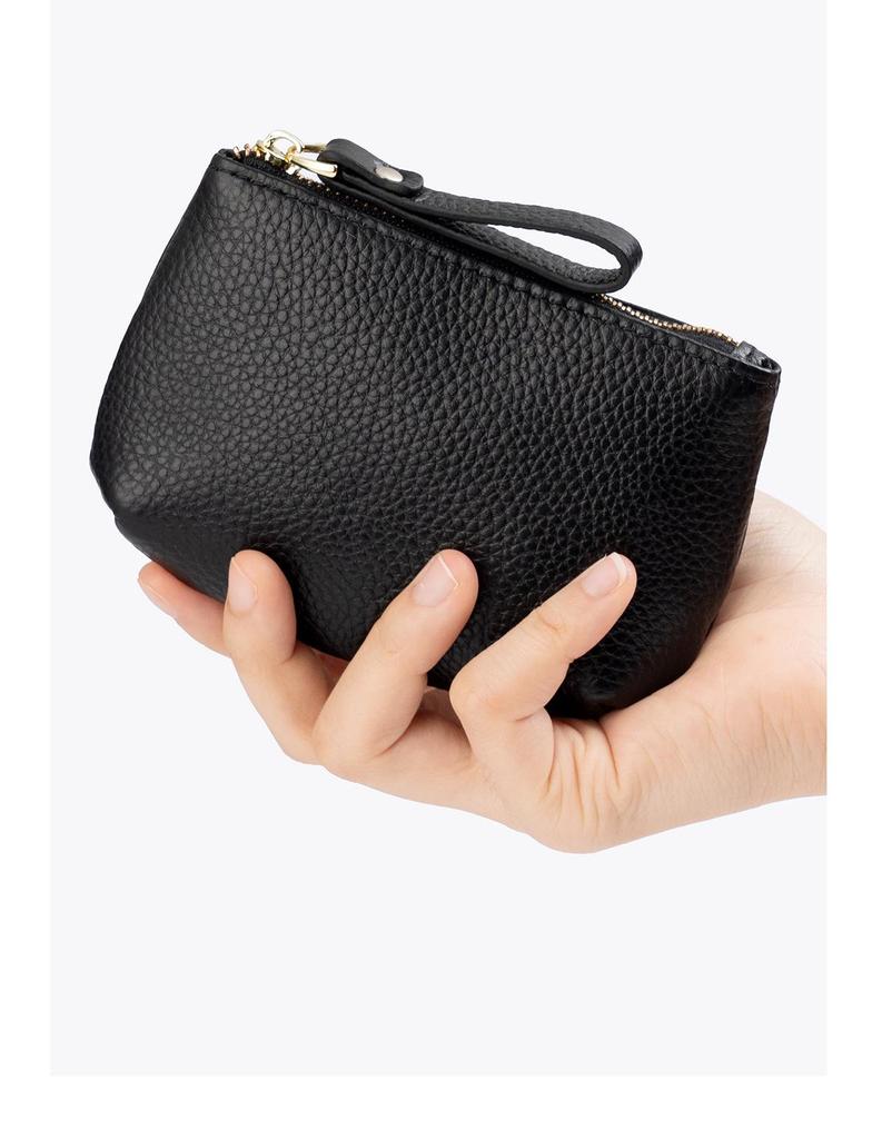 Women's Genuine Leather Coin & Key Purse - Cowhide Zipper Wallet