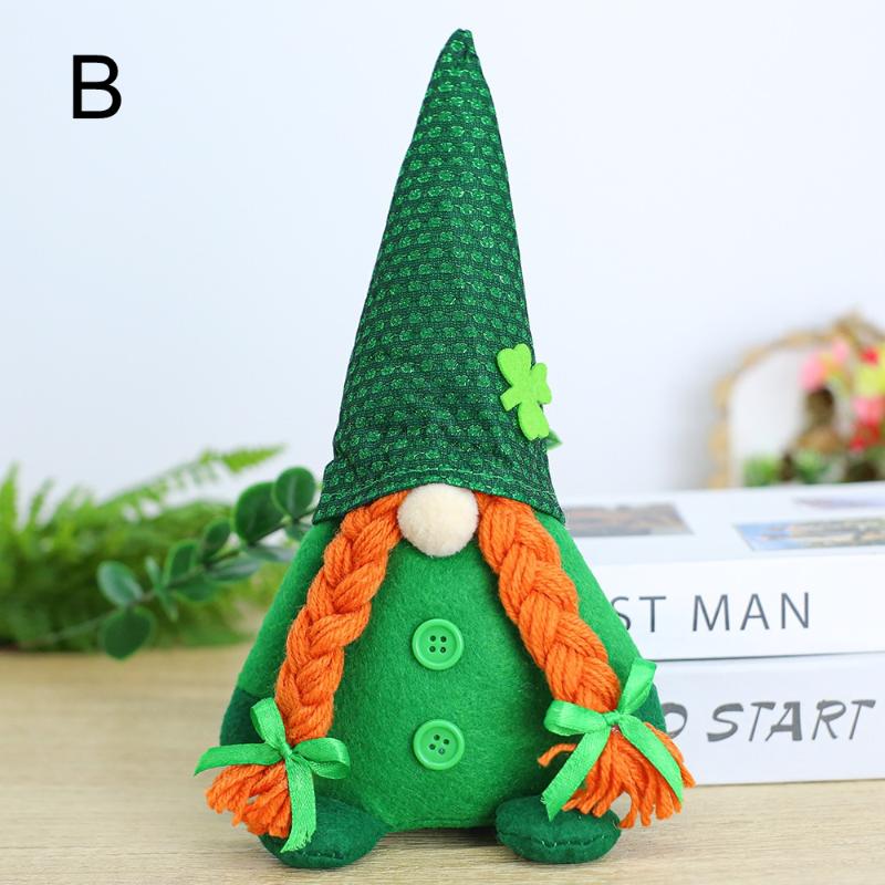 2Pcs Clover Faceless Doll Decoration St. Patrick'S Day Party Decoration Irish Green Clover Faceless Doll Festival Ornaments