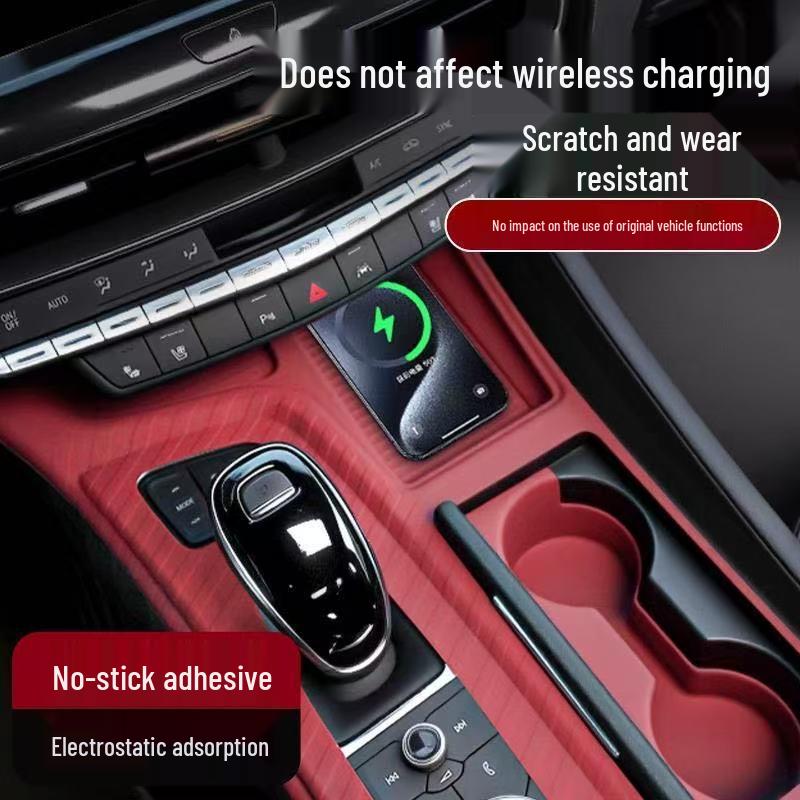 Silicone Central Control Pad & Wireless Charger for Cadillac CT5 - Anti-slip, Scratch-proof Cup Holder Insert
