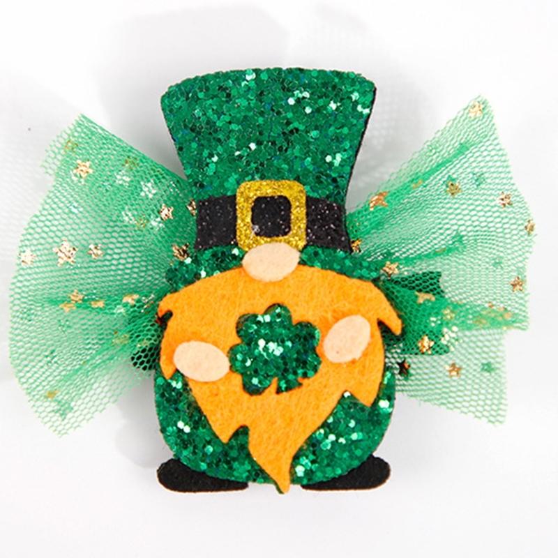 Green Clovers Hair Clip St Patricks Day Hairclip Holiday Headdress Irish National Day Celebrate Barrettes Festival Props