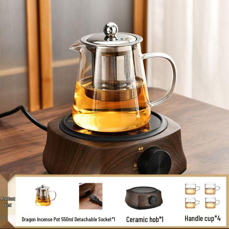 Electric Ceramic Glass Teapot Stove - Compact Heating Tea Set