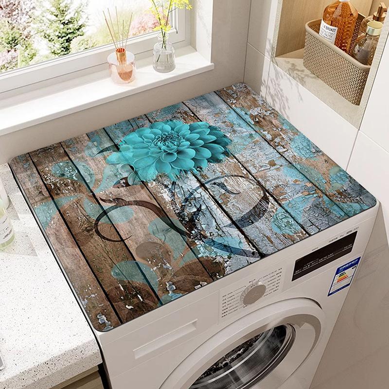 Retro Washing Machine Covers Kitchen Absorbent Coffee Machine Refrigerator Cover Pad Drain Pad Microwave Oven Insulation Pad