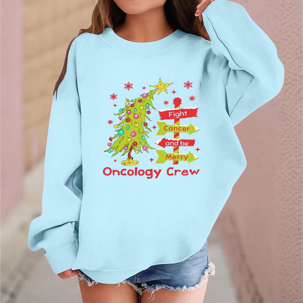Children's Fashionable Casual Long-sleeved Loose Christmas Print Pullover Sweatshirt