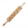 Moodforwood Wooden Rolling Pin, Engraved, 43 Cm with Handles, Ideal for Baking - Snowflake Pattern