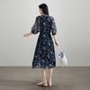 SOFSIL Elegantes bedrucktes Midi-Kleid mit V-Ausschnitt