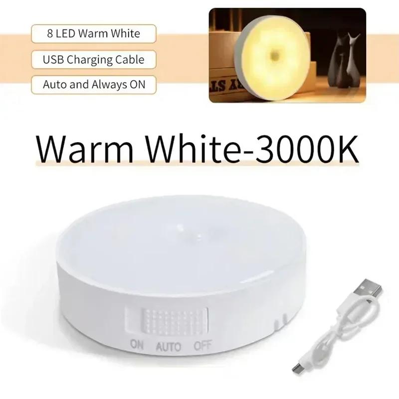 PIR Motion Sensor LED Night Light USB Rechargeable Night Lamp For Kitchen Cabinet Wardrobe Lamp Staircase Wireless Closet Light
