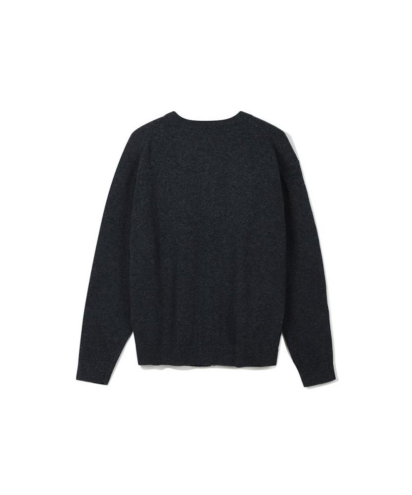 Notig Wool Blend Round Button Cardigan Gray_Okw2Swcd201G1