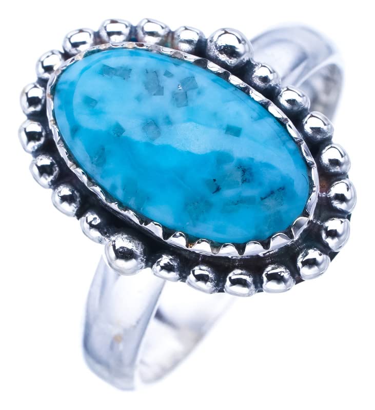 

StarGems® Natural Larimar Handmade 925 Sterling Silver Ring 9 F0838