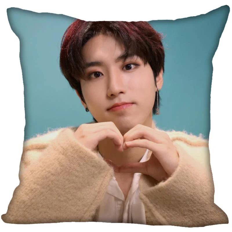 New Han Jisung KPOP Pillow Cover Bedroom Home Office Decorative Pillowcase Square Zipper Pillow Cases 45X45CM Satin Soft No Fade
