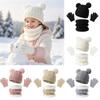 3Pcs/Set Winter Children Scarf Hat Gloves Set Warm Bonnet Gloves Kits Knitted Hats Scarfs  Outdoor
