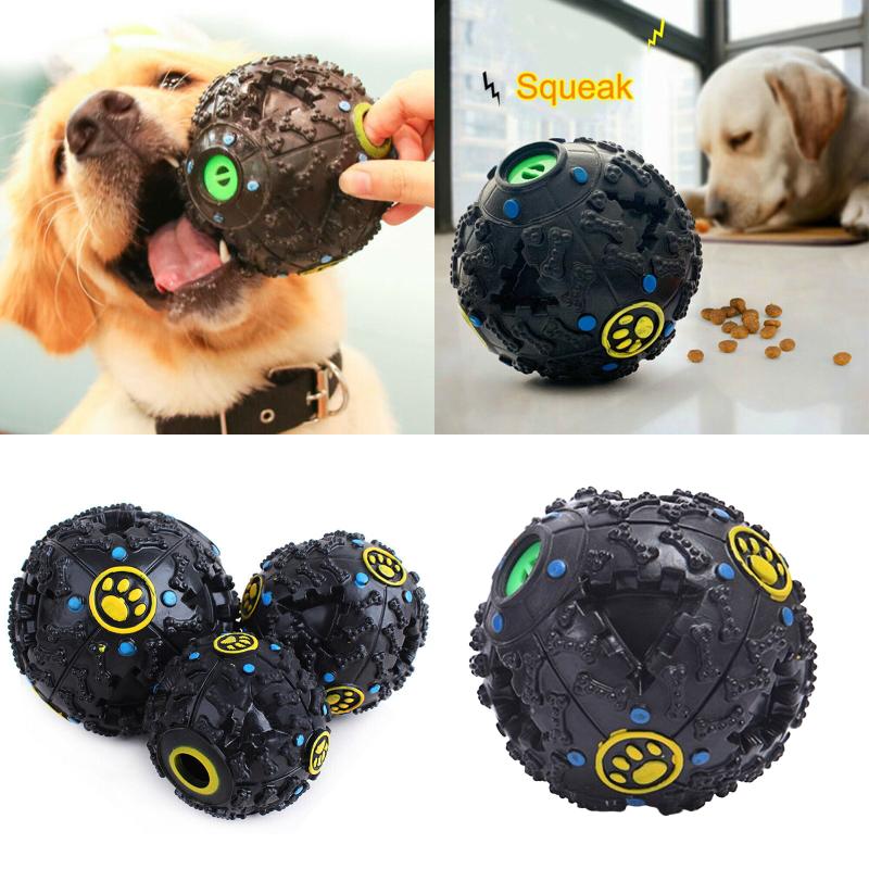Dog Cat Pet Giggle Ball Tough Treat Sound Activity Training Squeaky Chew Fun Toy