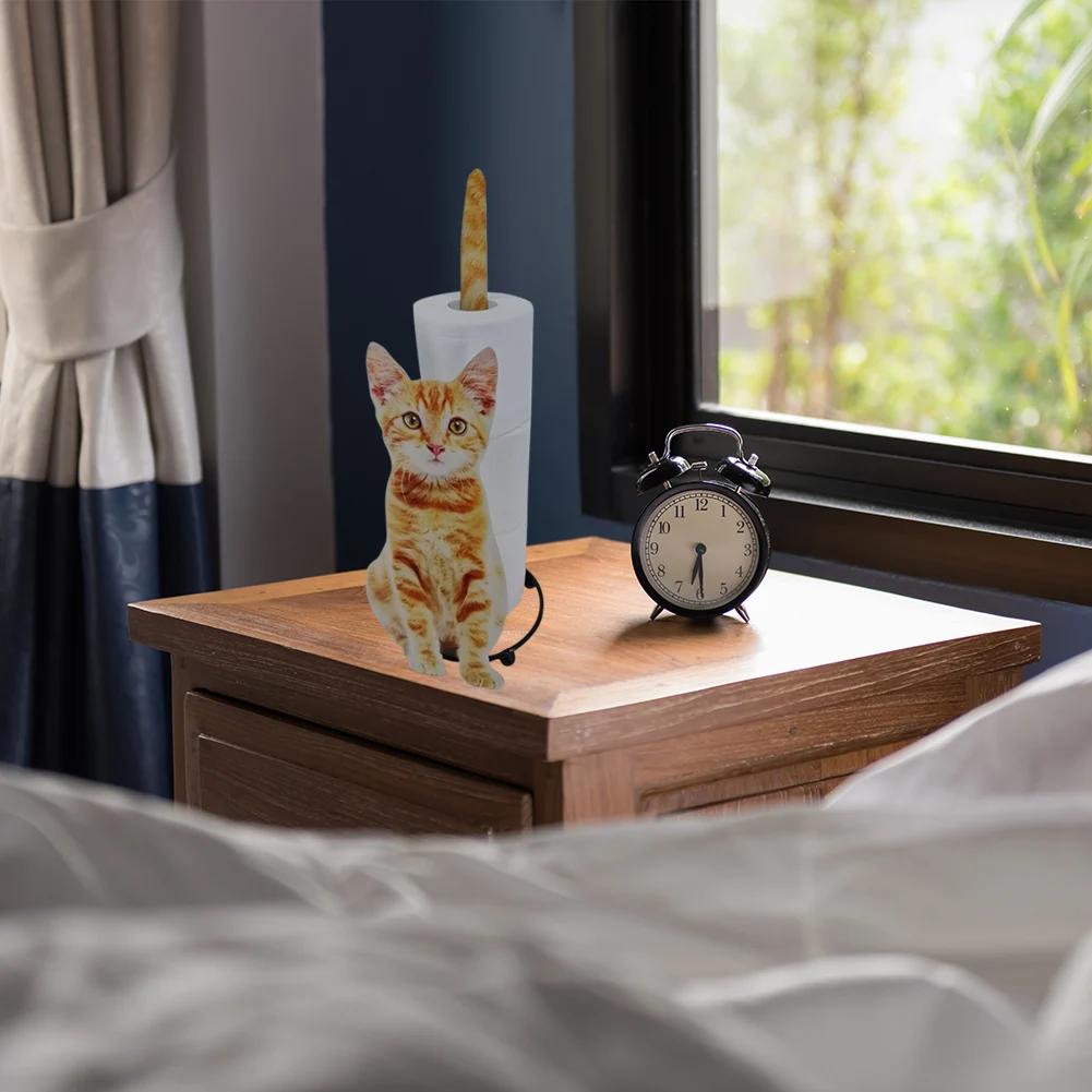 Cat Paper Holder Cat Decorative Paper Towel Holder Animal Paper Roll Holder Iron Paper Towel Stand Paper Roll Holder