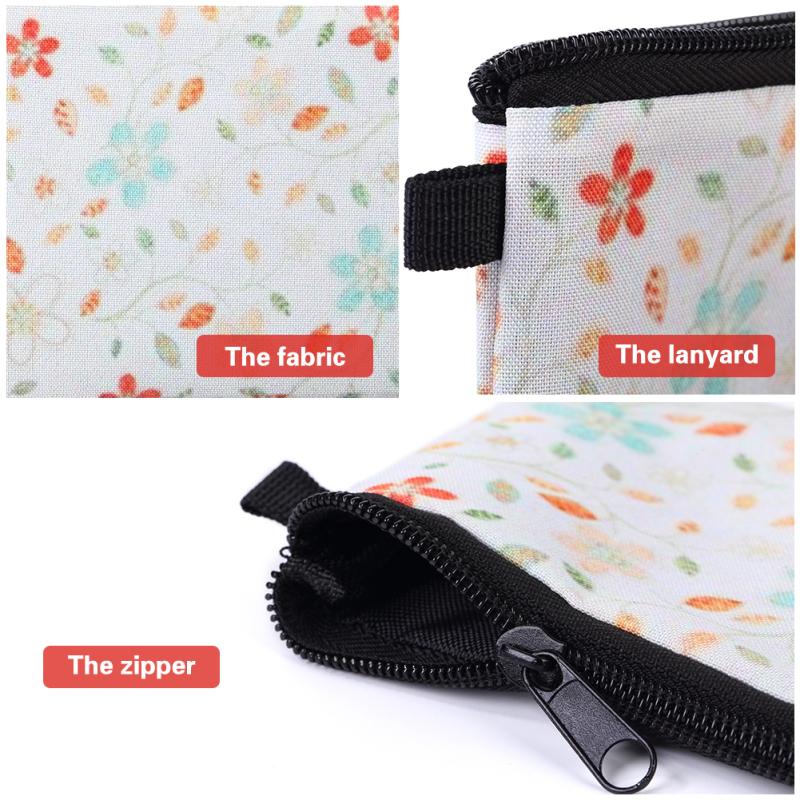 6pcs Coin Purse Floral Printing Fresh Feminine Product Pouch For Women Teens Girls