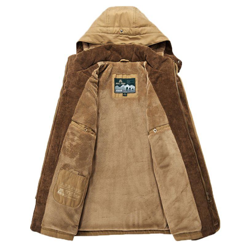 Herren Premium Qualität Warme Jacke Militärparka Pelzgefüttert Langer Mantel Mit Kapuze Wintermantel