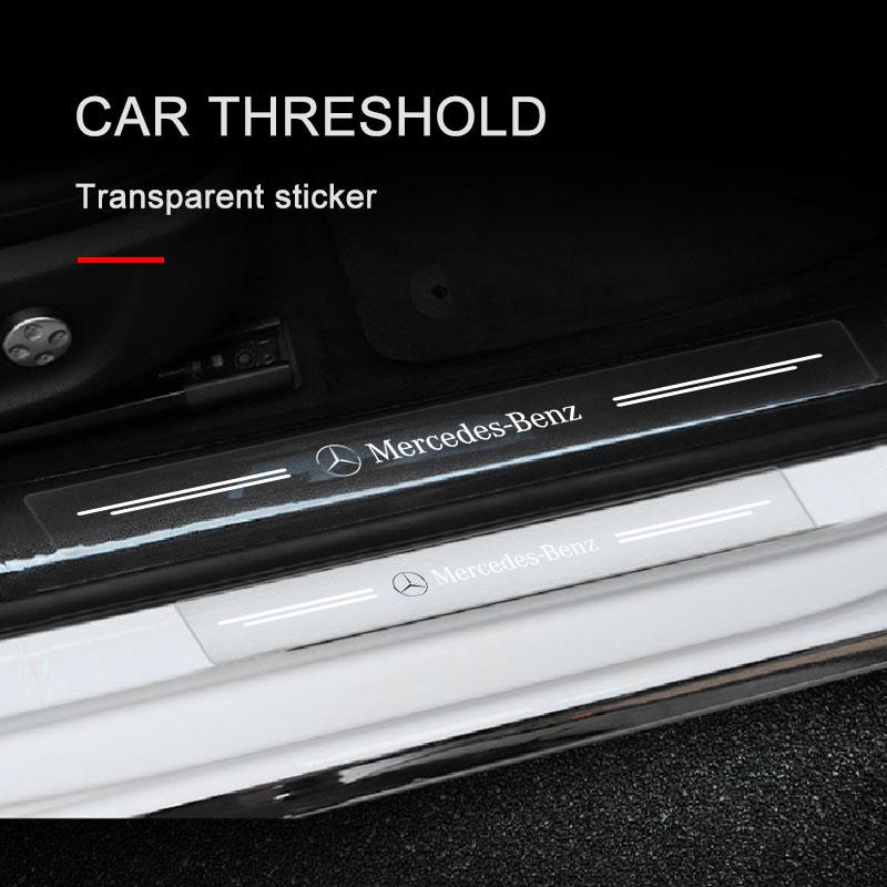4X Car Threshold Protector Transparent Decorative 3D Sticker For Mercedes Benz AMG W212 W205 W246 W177 W176 W213 GLC GLE GLS ML Welcome Laser Lamp