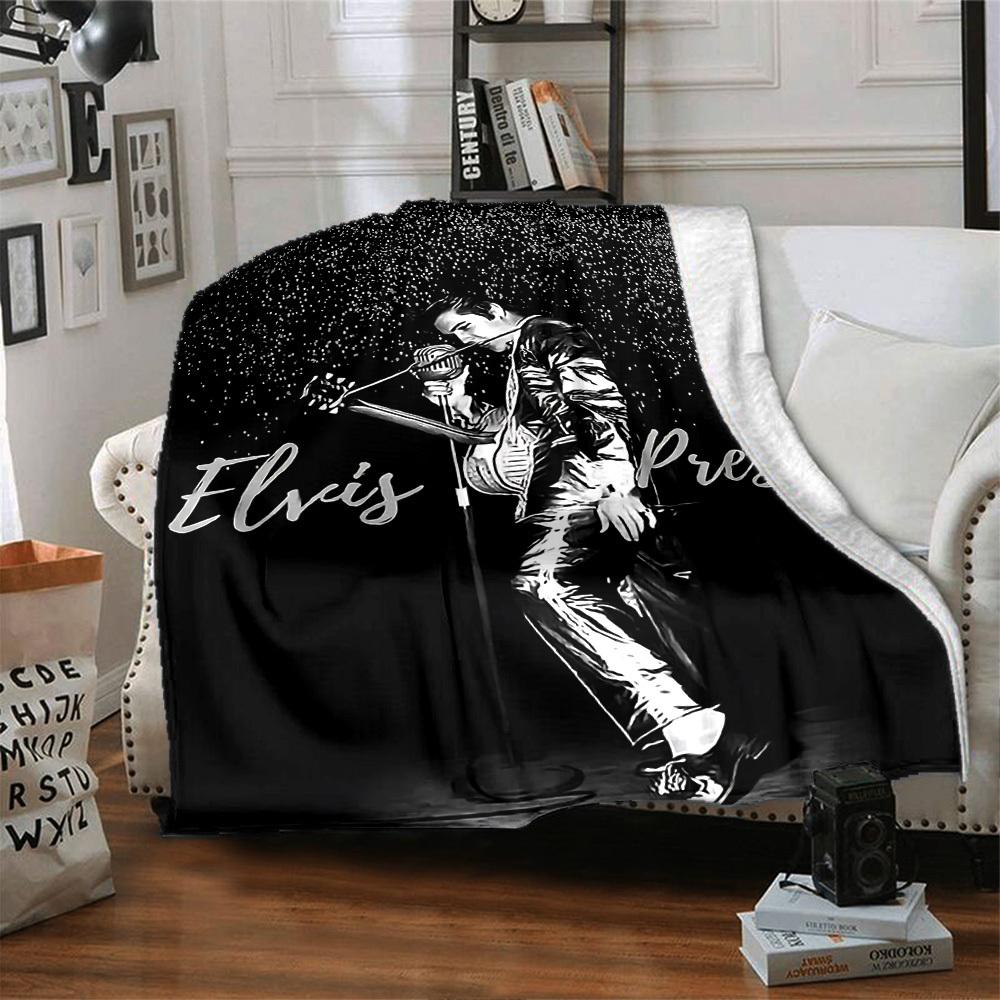 1ks Měkká flanelová deka Elvis Presley pro všechna roční období pro domácnost, kancelář, venkovní použitíOdolný komfort Měkká teplá deka pro domov