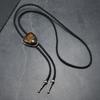 Gemstone Leather Rope Bolo Tie Zinc Zinc Alloy Geometric Cowboy Necklace Triangular Western Necktie Jewelry
