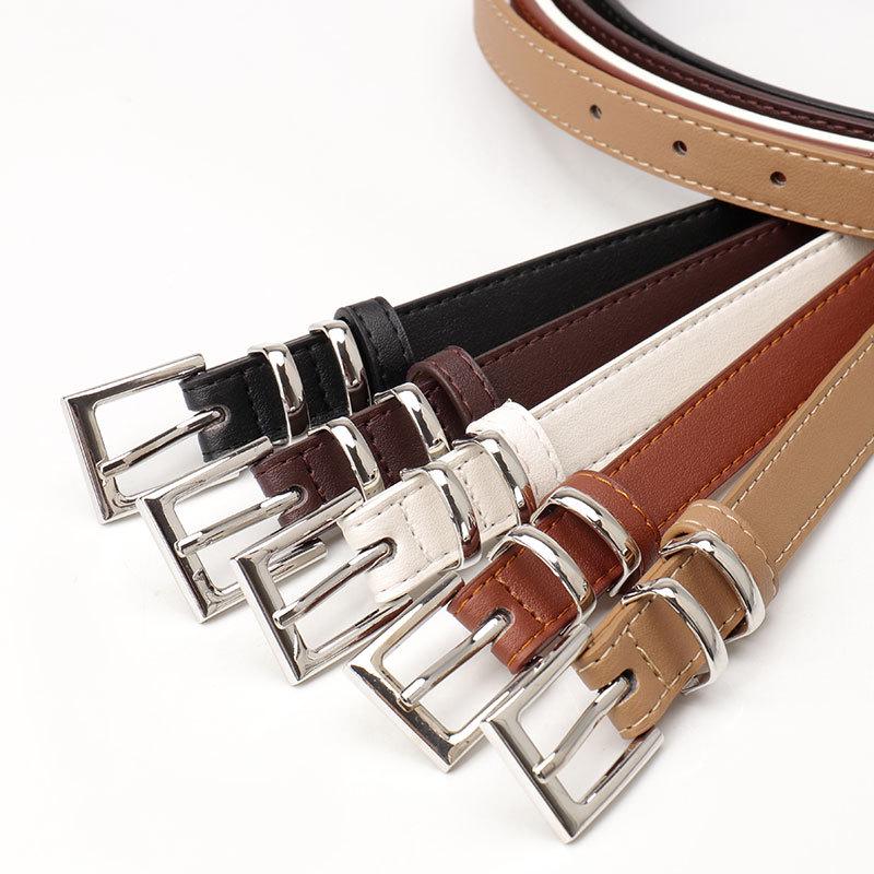 Women's High-Grade Square Buckle Belt: Imitation Leather, Simple Commuter Style, Versatile Suit Accessory