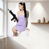 Sexy Woman High Ponytail Light Purple Dress Tattooed Arm Black Rifle Tin Sign Vintage Metal Wall Decor for Home Bar Pub Decorati