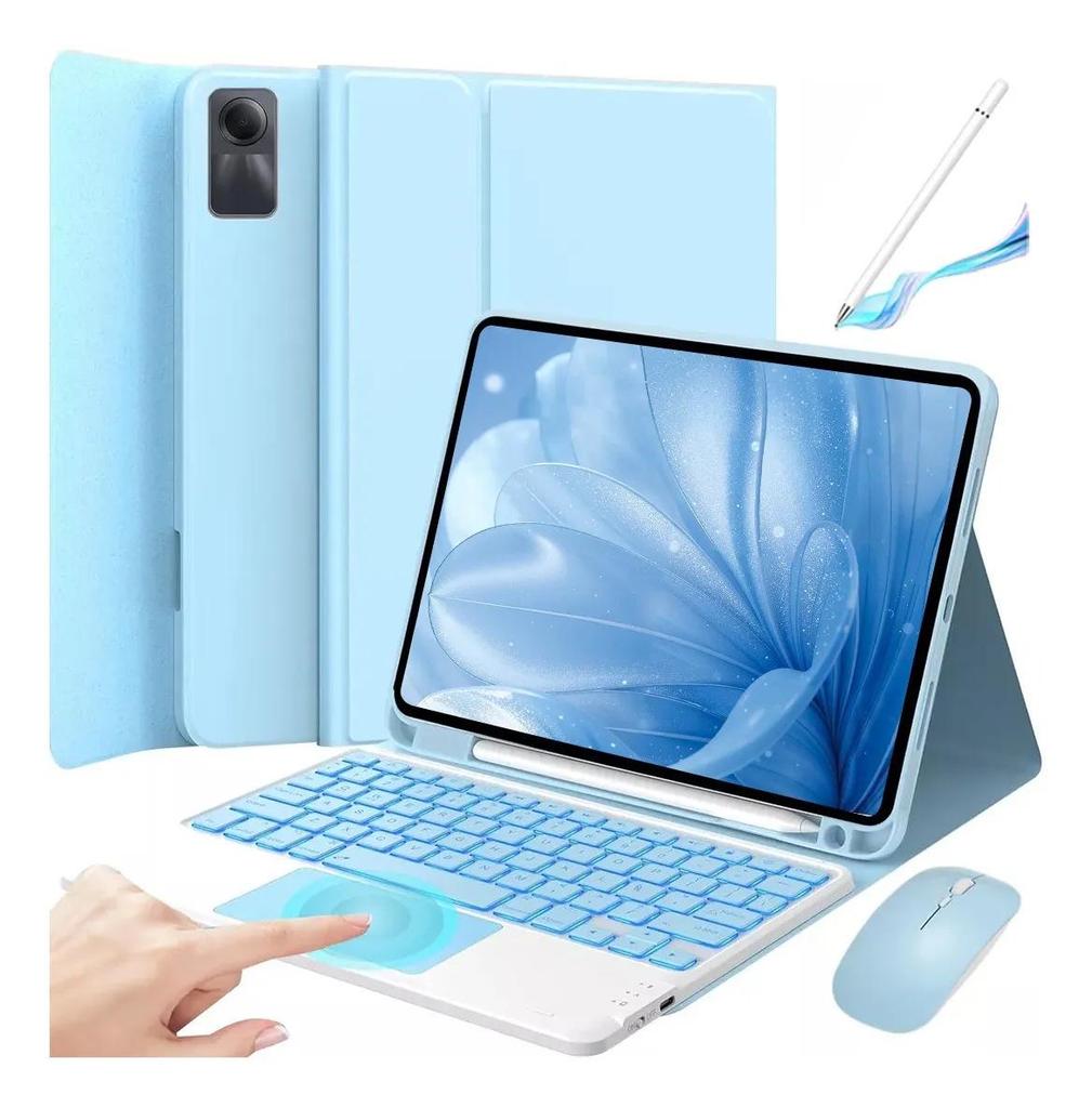 Redmi Pad SE 11-Zoll Touch-Tastatur mit Hintergrundbeleuchtung & Bluetooth & Leder-Schutzhülle mit Stifthalter (Kompatibilität: 2025 Redmi Pad 2)