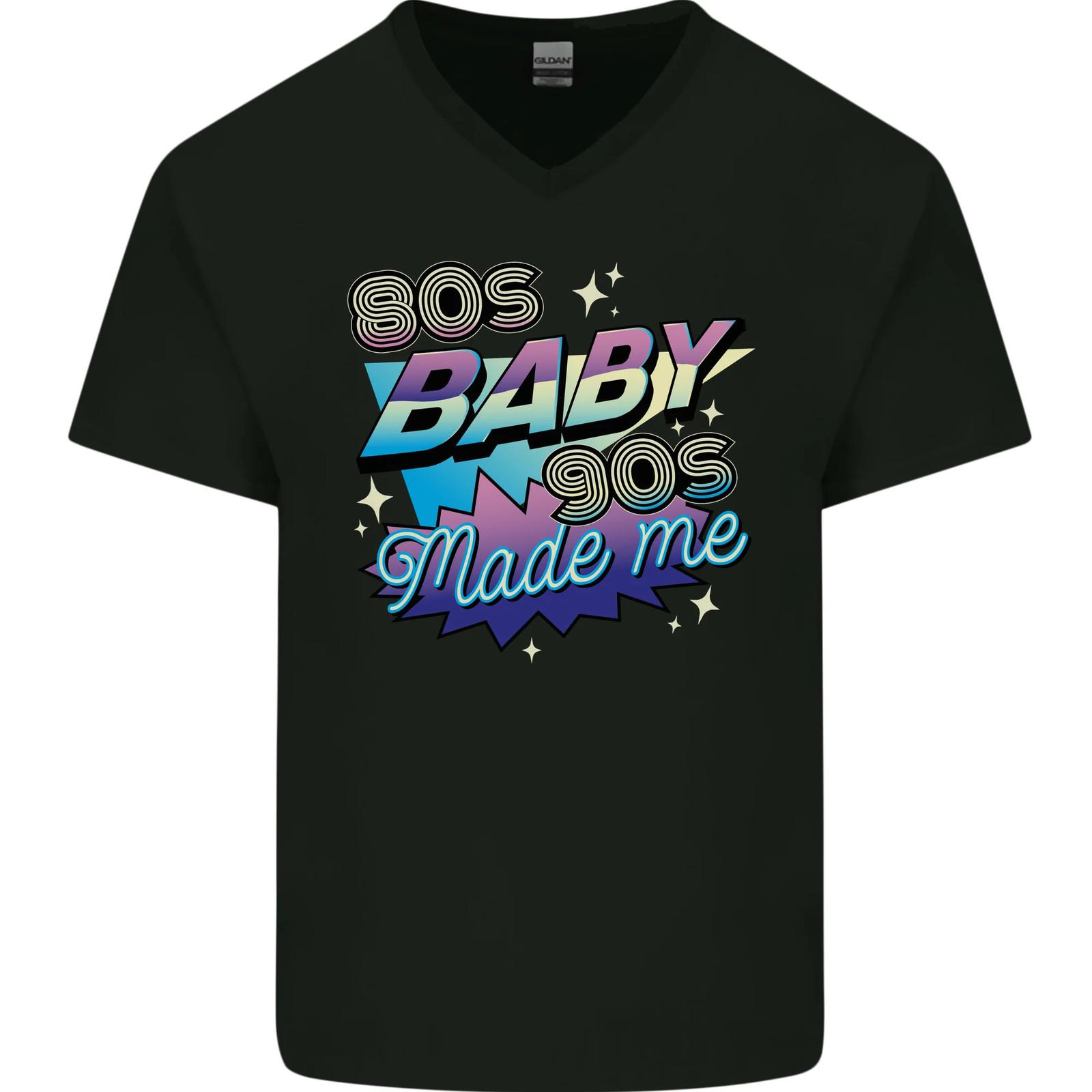 80s Baby 90s Made Me Music Pop Rock Mens VNeck Cotton T-shirt XXXXL