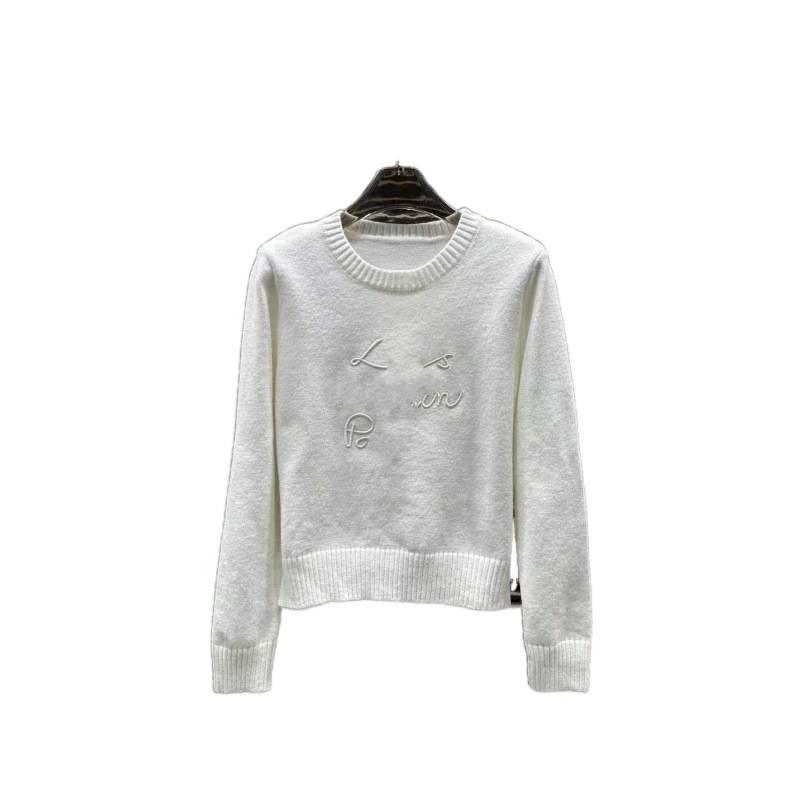L Brand 2025 Autumn/Winter 3D Embroidered Letter Loose Pullover Knit Long Sleeve Versatile Top