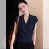 Women's Waist-Cinched Tencel Short-Sleeve Knit Top - Slimming, Stylish, Chic Summer Casual