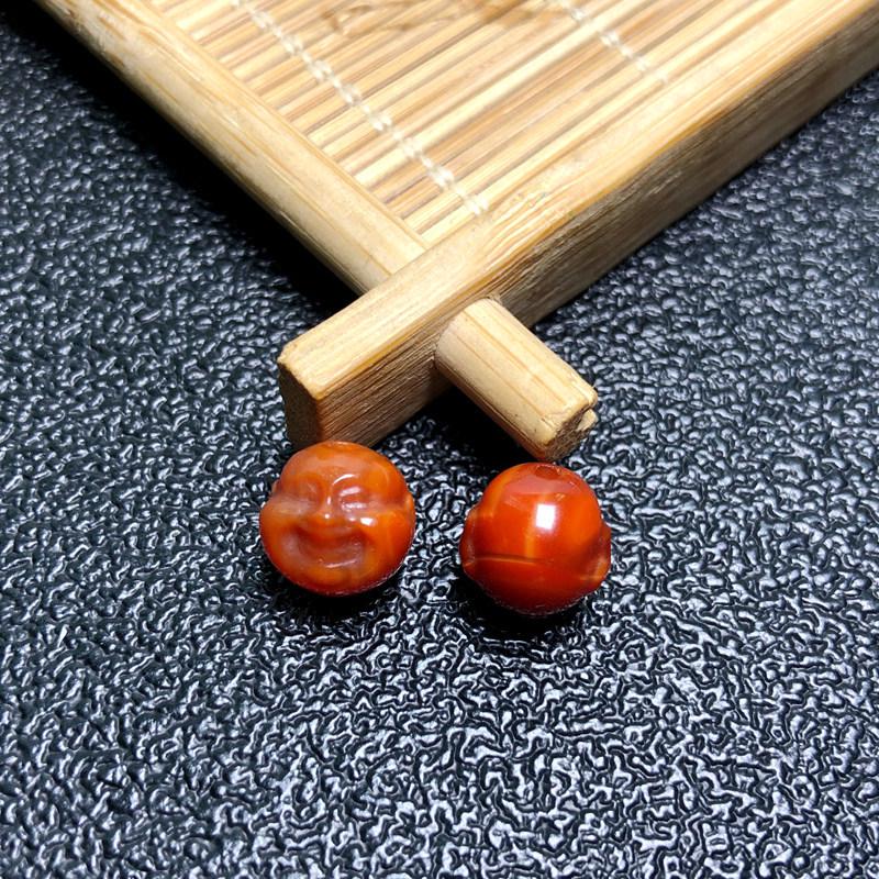 Red Agate Baby Buddha & Yellow Jambhala Beads for DIY Bracelet Accessories